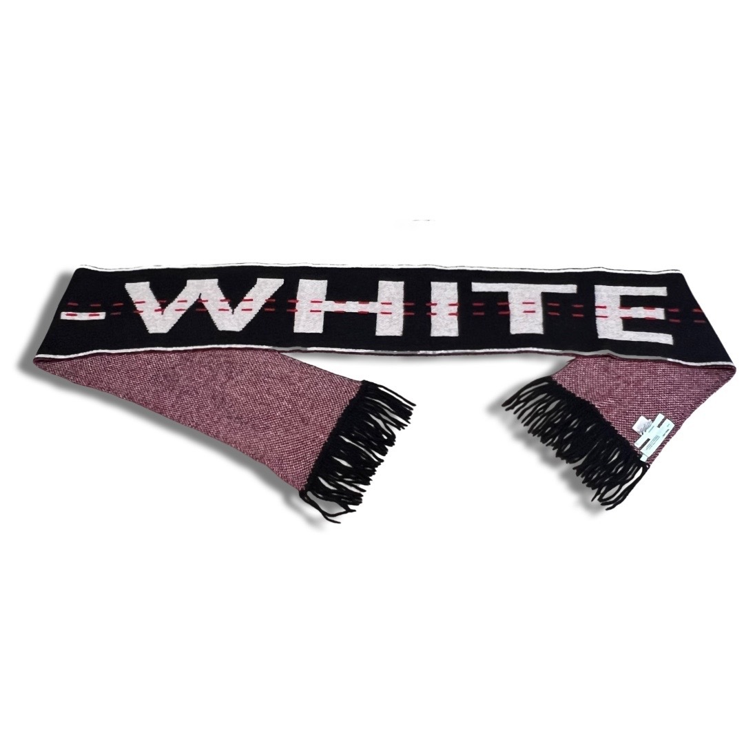 OFF-WHITE(オフホワイト)のOFF-WHITE オフホワイト KNIT WEAR ロゴ ニット ロング マフラー ブラック ホワイト 正規品 タグ付き メンズのファッション小物(マフラー)の商品写真