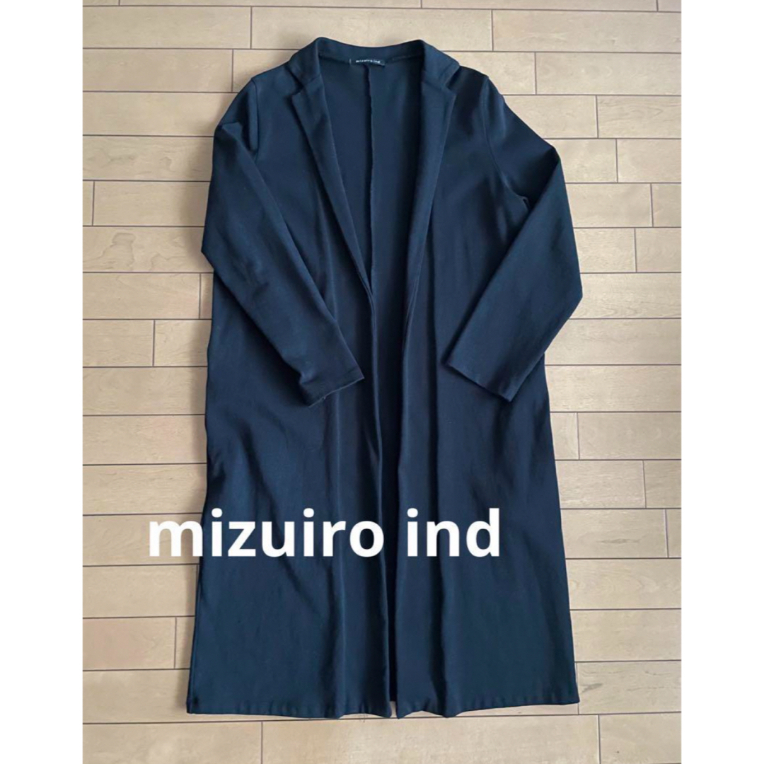 mizuiro ind(ミズイロインド)のミズイロインド テーラード ジャケット ロング コーディガン 黒 レディースのジャケット/アウター(テーラードジャケット)の商品写真