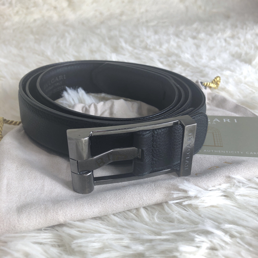 BVLGARI - 【美品】BVLGARI レザーベルト メンズ 120メタルブラック