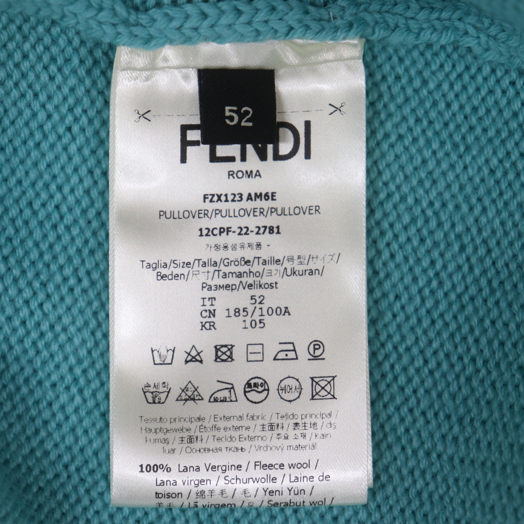 FENDI(フェンディ)のIT9IXK3E6OKO FENDI フェンディ セーター ニット バゲットバッグ付き ターコイズブルー クルーネック メンズ サイズ52 メンズのトップス(ニット/セーター)の商品写真