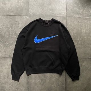 ナイキ(NIKE)の90s NIKE ナイキ ビックスウォッシュロゴスウェット M ブラック 白タグ(スウェット)