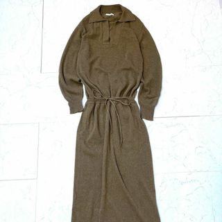 プラージュ(Plage)の【plage】美品 近年 アルパカ ウール ロング ニット ワンピース カーキ(ロングワンピース/マキシワンピース)