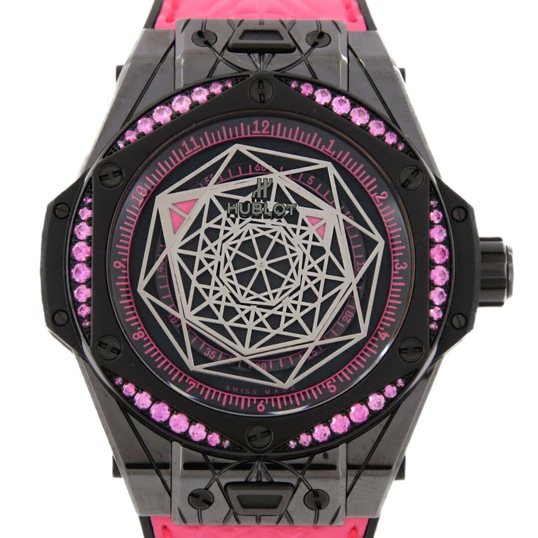 HUBLOT(ウブロ)のウブロ ビッグバンワンクリックサンブルーオールブラックピンク LIMITED 465.CS.1119.VR.1233.MXM18 セラミック 自動巻 メンズの時計(腕時計(アナログ))の商品写真