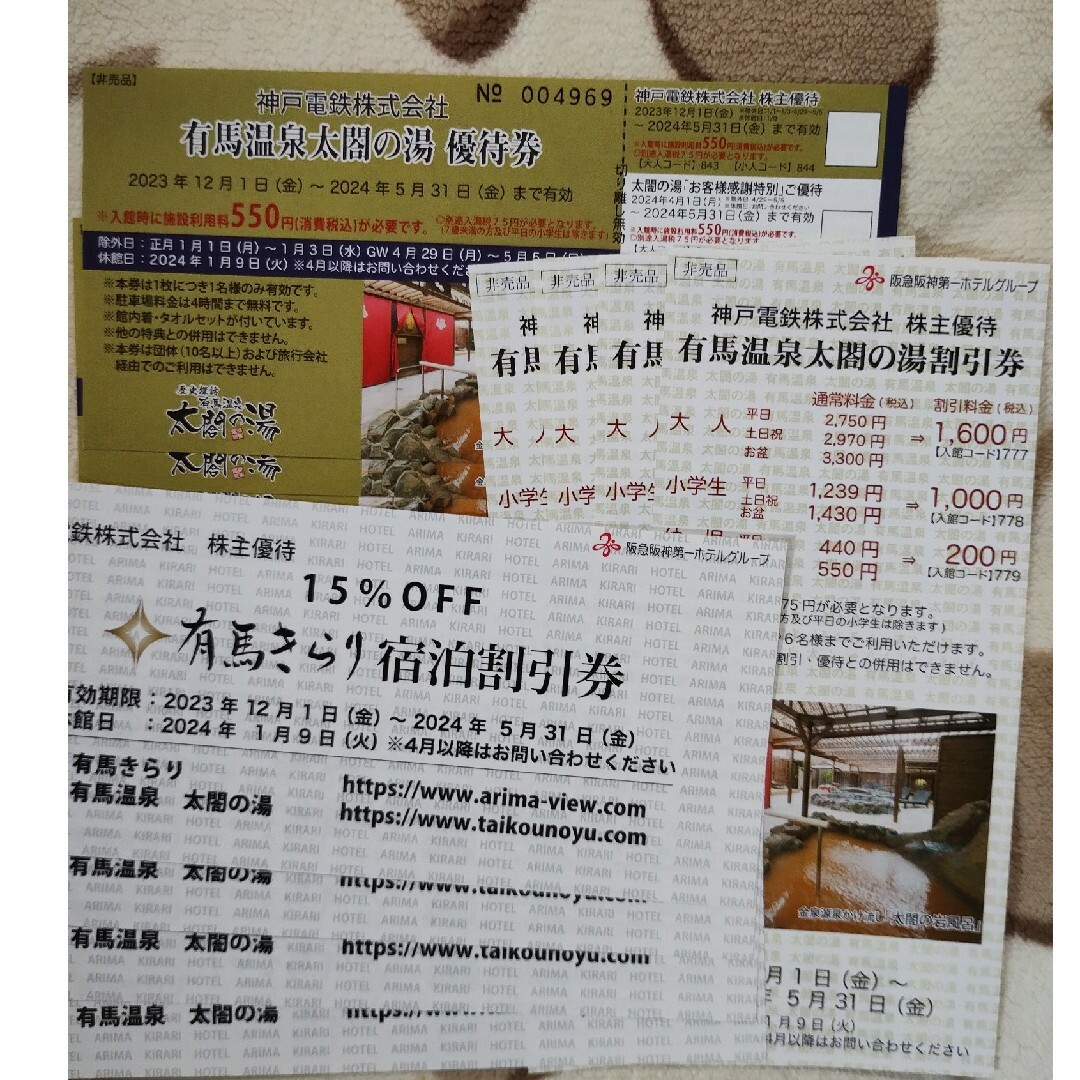 太閤の湯 株主優待券4枚 他8枚 チケットの乗車券/交通券(鉄道乗車券)の商品写真
