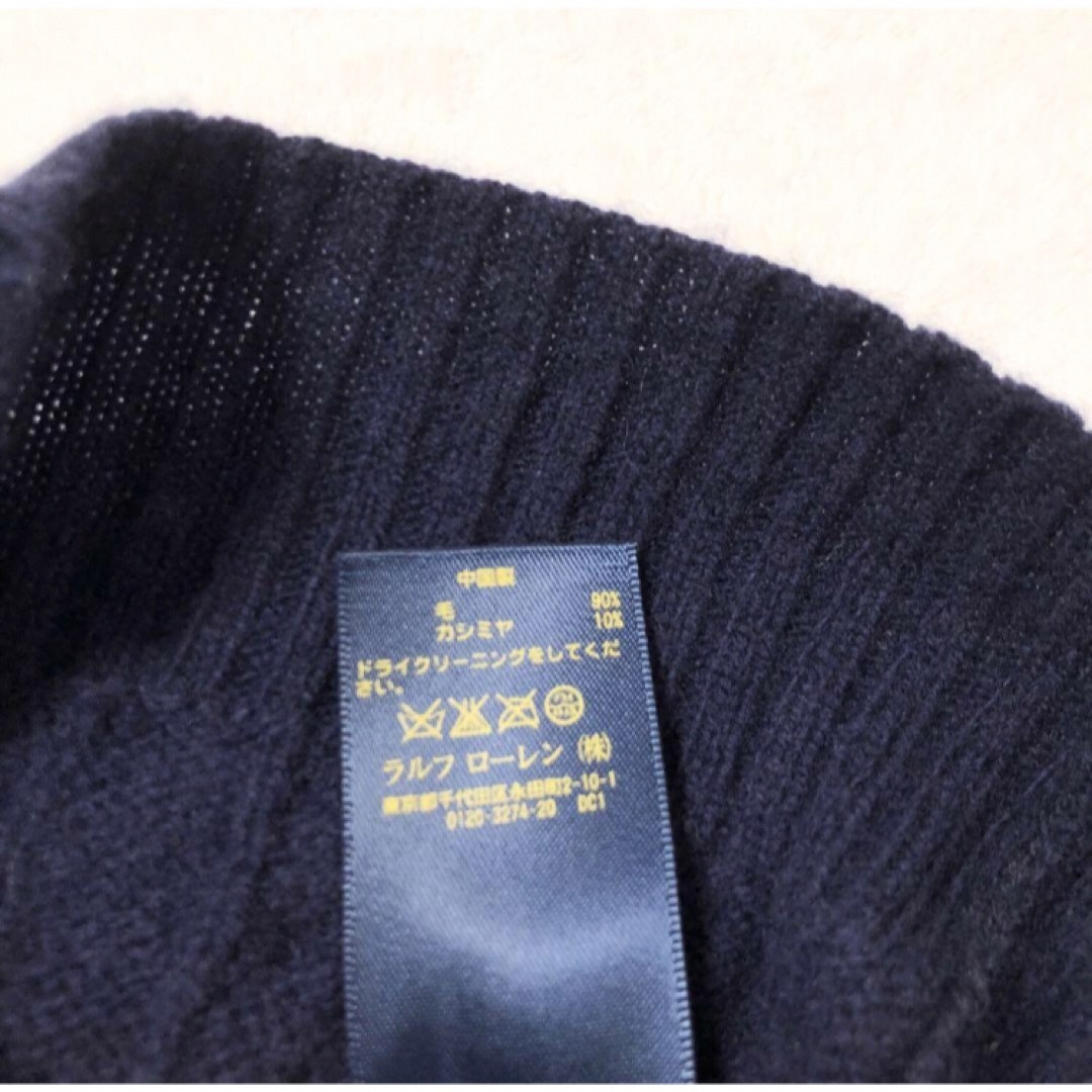 POLO RALPH LAUREN(ポロラルフローレン)のRALPH LAUREN ケーブル　ニット　クルーネック　カシミヤ　ネイビー　S レディースのトップス(ニット/セーター)の商品写真