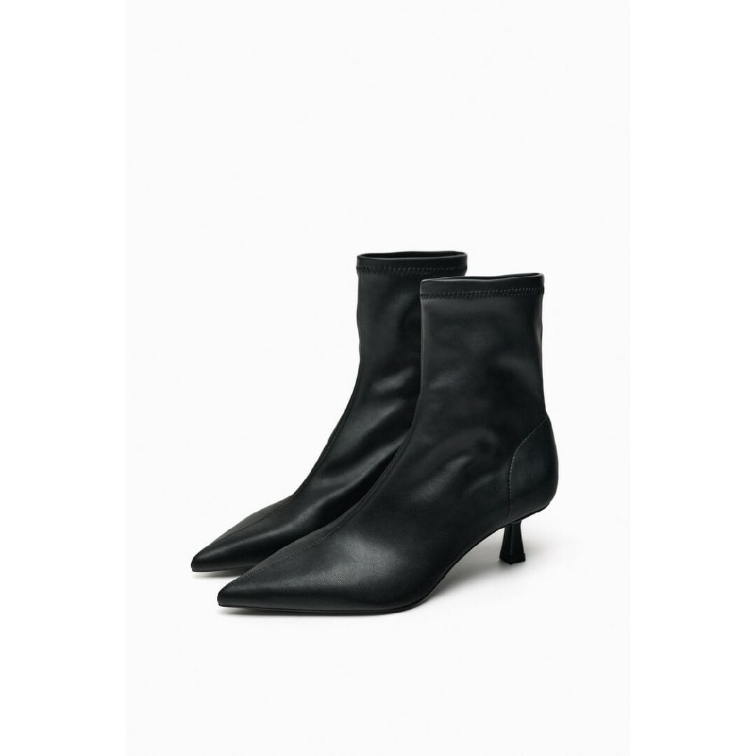 すぐ届く☆ZARA キトンヒールブーツ 要在庫確認 ZARA - ZARA キトンヒールアンクルブーツ 新品 35サイズの通販