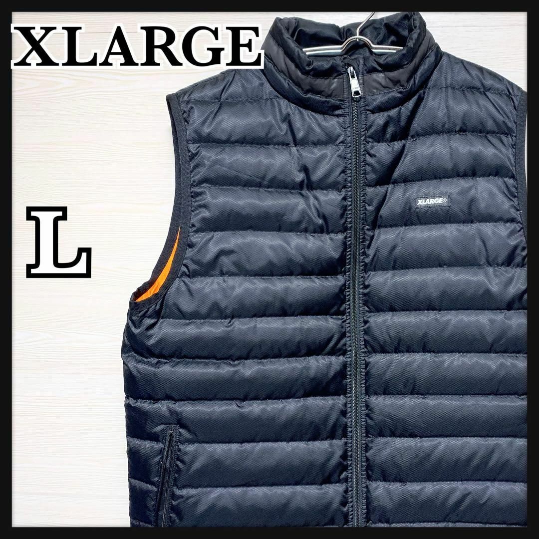 XLARGE(エクストララージ)の【美品】XLARGE エクストララージ ダウンベスト ワンポイントロゴ ブラック メンズのジャケット/アウター(ダウンベスト)の商品写真