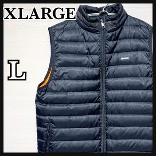 XLARGE - 【美品】XLARGE エクストララージ ダウンベスト ワンポイントロゴ ブラック