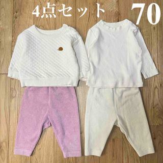 ユニクロ(UNIQLO)のユニクロ キルトトレーナー 長袖 Tシャツ コーディロイライク レギンス 70(パンツ)