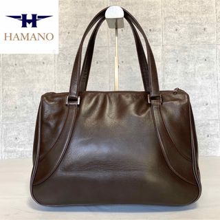 【極美品】HAMANO サフィアーノ ダークブラウン ゴールド金具 ハンドバッグ