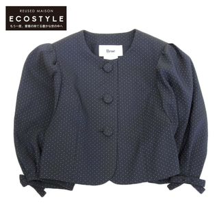 ルネ(René)のルネ 美品 Rene ルネ ポリエステル×コットン ドット柄 パフスリーブジャケット レディース ネイビー 36 6213100 22SS 36(その他)