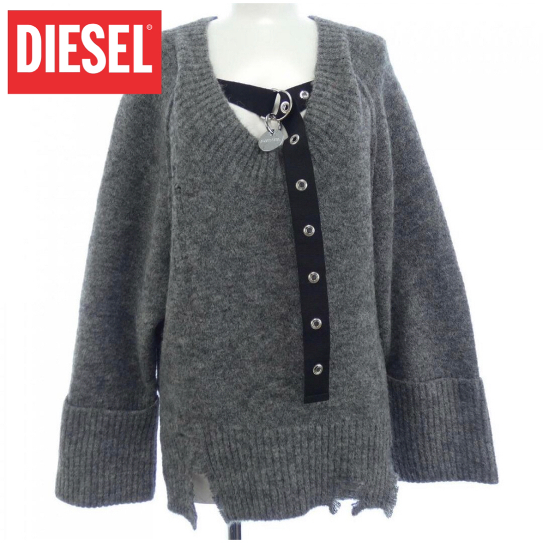 DIESEL ディーゼル　アルパカ ウール ボリュームニット　グレーダメージ加工 | フリマアプリ ラクマ