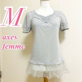 アクシーズファム(axes femme)のaxes femme　アクシーズファム　半袖カットソー　レース　フレア(カットソー(半袖/袖なし))