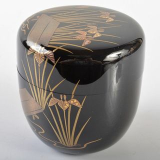 茶道具 輪島塗 蒔絵師 東千鶴造 八ッ橋蒔絵 中棗 共箱 V R6554の通販 