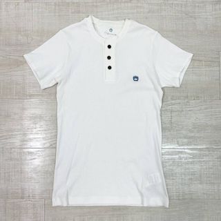 ヨウジヤマモト(Yohji Yamamoto)のヨウジヤマモト 刺繍 ヘンリー リブ カットソー 日本製 ホワイト サイズ 3(Tシャツ/カットソー(半袖/袖なし))