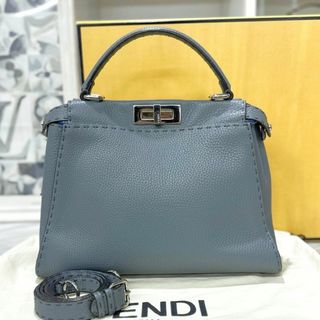 フェンディ(FENDI)の美品☆　フェンディ　ピーカブー　セレリア　ブルーグレー　2way　ハンドバッグ(ハンドバッグ)