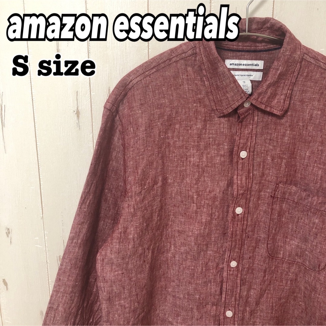 amazon essentials リネンシャツ 無地 長袖 Sサイズ 海外古着 メンズのトップス(シャツ)の商品写真