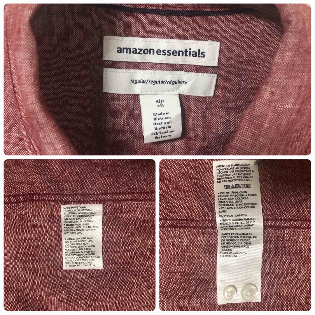 amazon essentials リネンシャツ 無地 長袖 Sサイズ 海外古着 メンズのトップス(シャツ)の商品写真