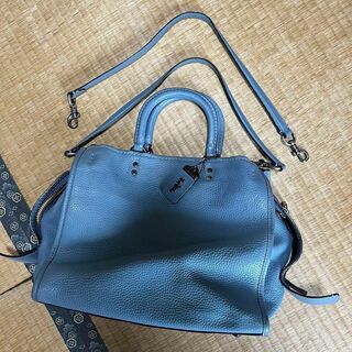 COACHハンドバック　水色　ショルダー紐付き