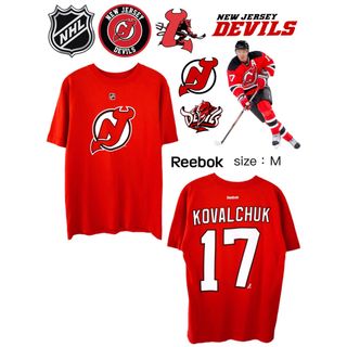 リーボック(Reebok)のNHL　ニュージャージー・デビルス 　背番号17　Tシャツ　M　赤　USA古着(Tシャツ/カットソー(半袖/袖なし))