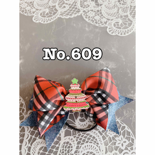 No.609リボンヘアゴム☆クリスマス(ファッション雑貨)