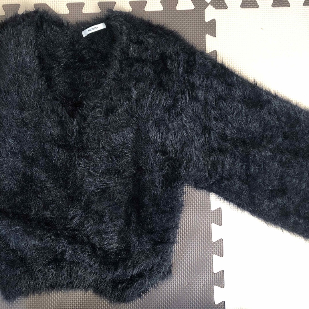 MURUA(ムルーア)のムルーア　クロップトシャギーニット　トップス　長袖　黒 レディースのトップス(ニット/セーター)の商品写真