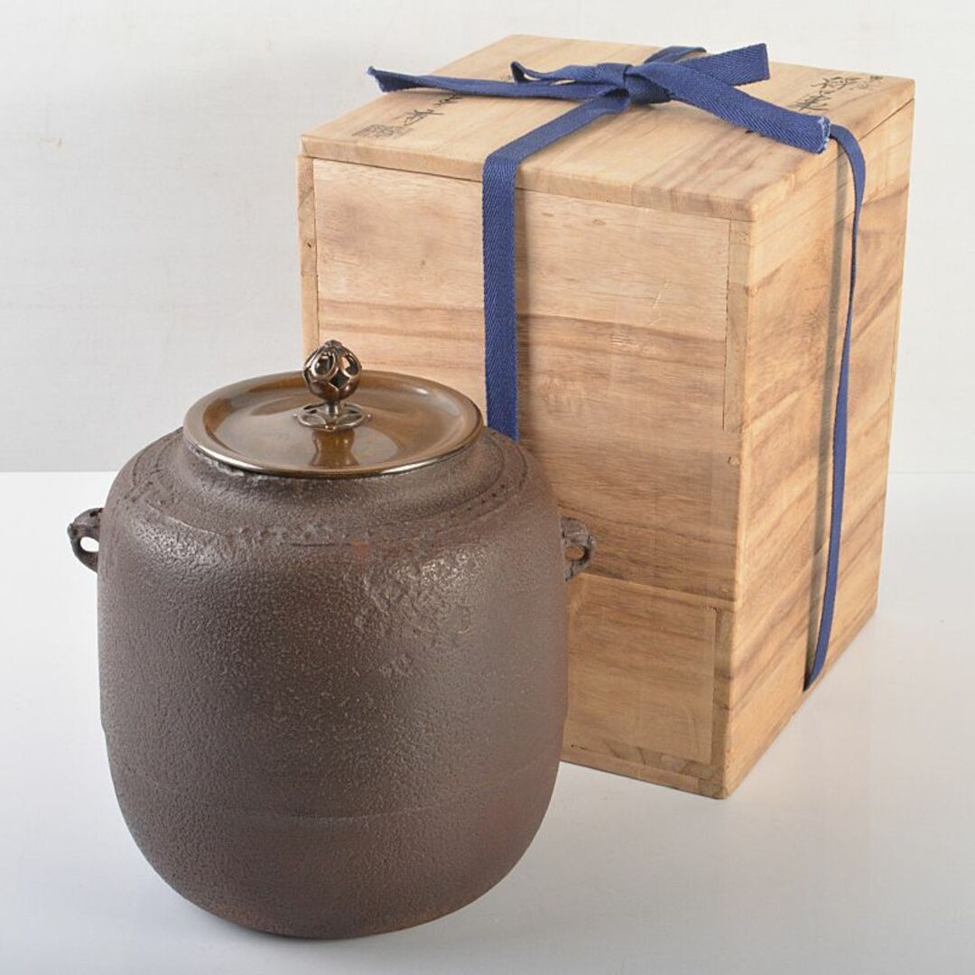 茶道具 釜師 畠春斎作 累座繰口棗形釜 共箱 M 茶道具 釜師 畠春斎作 累座繰口棗形釜 共箱 M