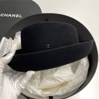 シャネル(CHANEL)のCHANEL　シャネル　ハット　帽子　ラビット　ラパン　コットン　ブラック(ハット)