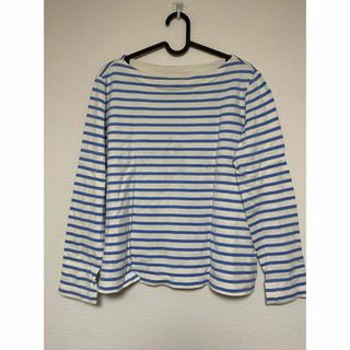 ユニクロ(UNIQLO)のUNIQLO ユニクロ ボーダー ロンT 長袖 レディース XLサイズ 白×青(Tシャツ(長袖/七分))