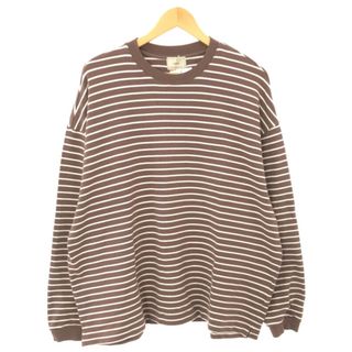 EVCON   エビコン 22SS BORDER L/S WIDE T-SHIRT ボーダーロングスリーブカットソー ブラウン ホワイト 3 221-91106(Tシャツ/カットソー(七分/長袖))