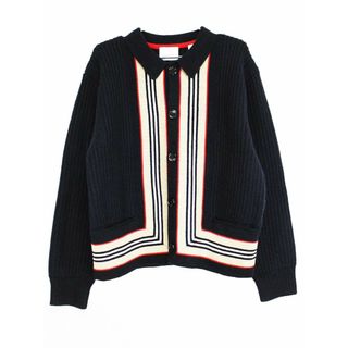 バーバリー(BURBERRY)の【秋物 新入荷!】[バーバリー/BURBERRY]140cm ニットブルゾン/カーディガン 黒×ベージュ系 アイコンストライプ カシミヤ混【中古】子供服 キッズ kids 男の子 女の子 秋冬 101132(ジャケット/上着)