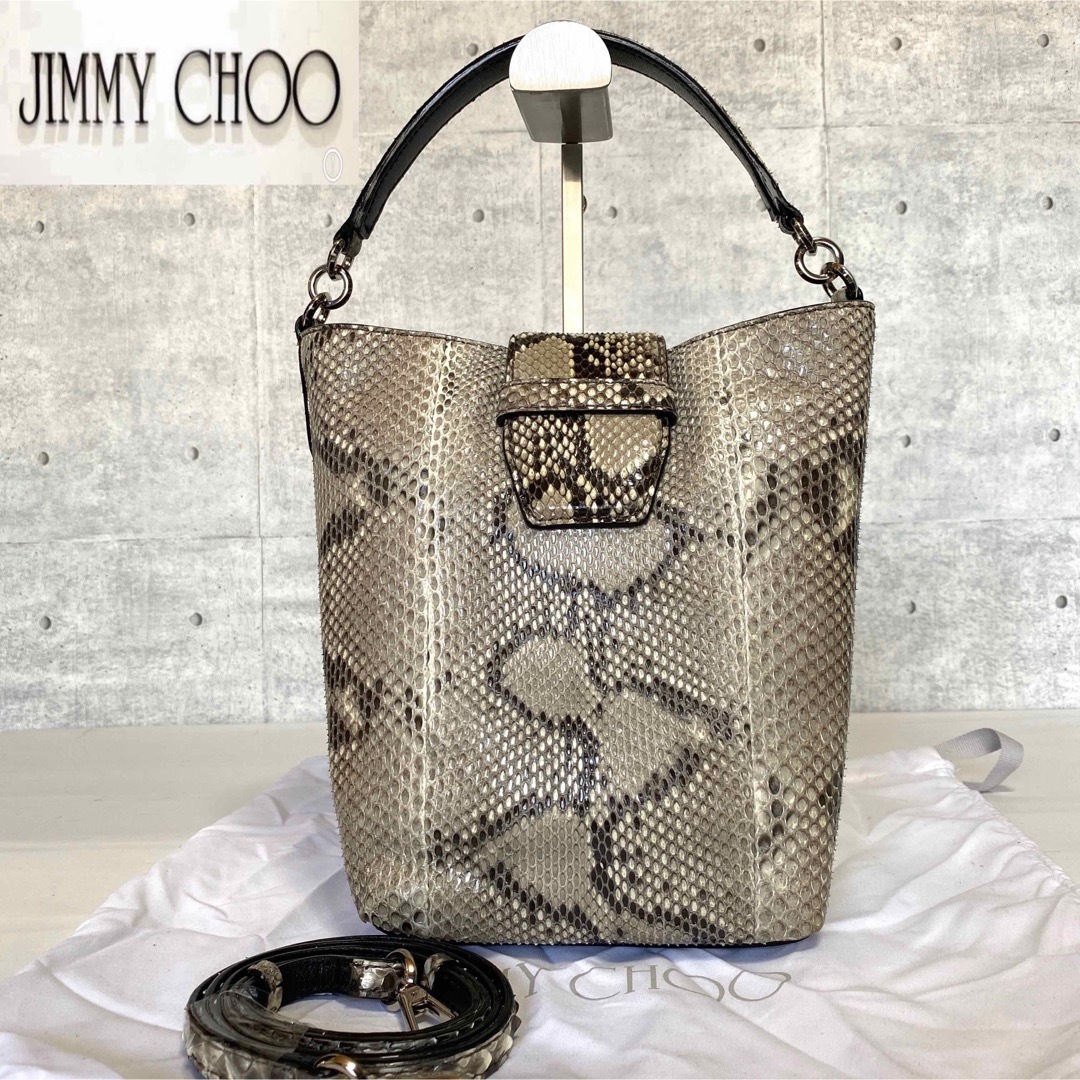 JIMMY CHOO(ジミーチュウ)の【美品】JIMMY CHOO MADELINE パイソン 2WAY ハンドバッグ レディースのバッグ(ショルダーバッグ)の商品写真