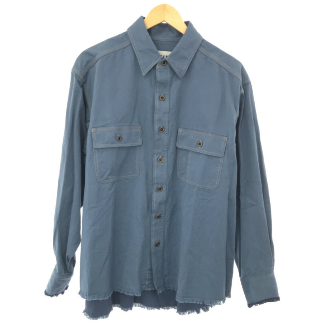 kiit キート 23SS FRINGE WORK SHIRT JKT フリンジワークシャツジャケット ブルー 2 KIO-B99-00966cm着丈