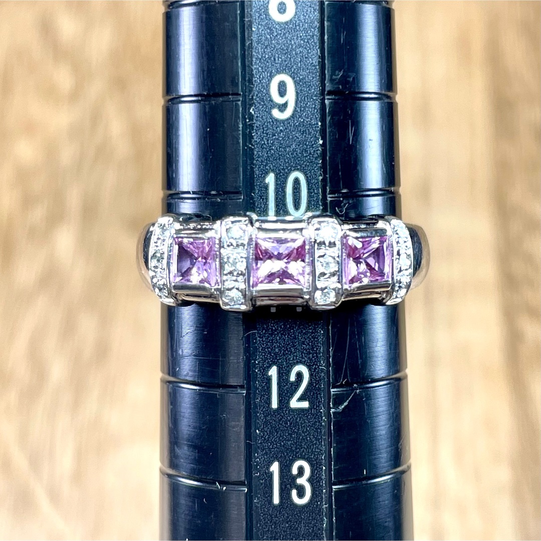 可愛い！Pt900 ピンクサファイア ダイヤ リング 4.74g M1527 レディースのアクセサリー(リング(指輪))の商品写真