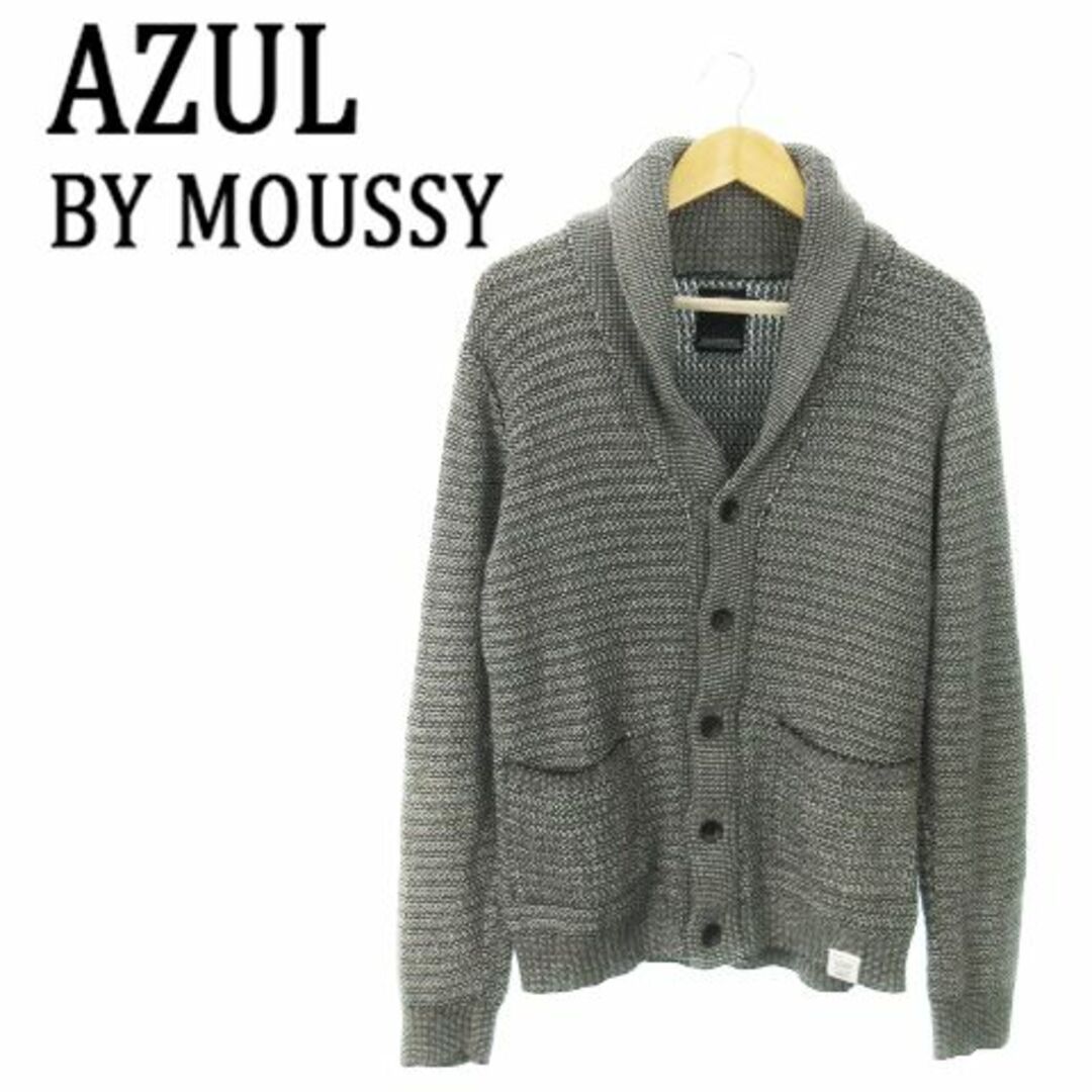 AZUL by moussy(アズールバイマウジー)のアズールバイマウジー ミックスカラーカーディガン M 黒 231124AO1R メンズのトップス(カーディガン)の商品写真