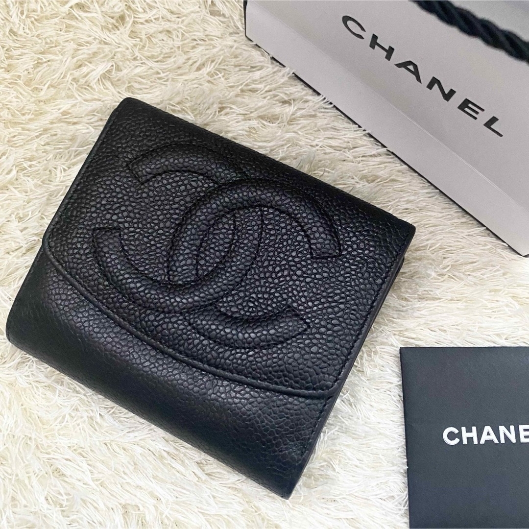 【匿名配送】CHANEL✨シャネル✨デカココ✨キャビアスキン✨長財布✨ブラック