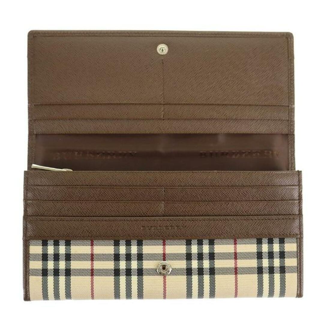 BURBERRY(バーバリー)のバーバリー 二つ折り長財布 中古 ノバチェック ベージュ ブラウン キャンバス レザー BURBERRY 【中古】 | ロングウォレット 茶色 ノヴァチェック シンプル Aランク レディースのファッション小物(財布)の商品写真