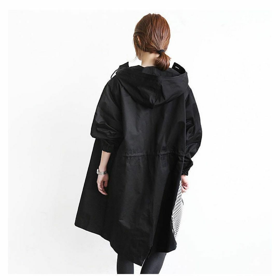 ブラック　ロングコート　秋　冬　コート ３Ｌ　 大きいサイズ　フード付き　韓国 レディースのジャケット/アウター(ロングコート)の商品写真