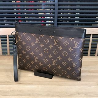 LOUIS VUITTON ルイ ヴィトン ダミエ ストライプ ポシェット ヴォワヤージュ MM セカンドバッグ M81317 ダミエキャンバス レザー  グリーン系 イエロー系 ブラック  クラッチバッグ ポーチ ビトン 【本物保証】