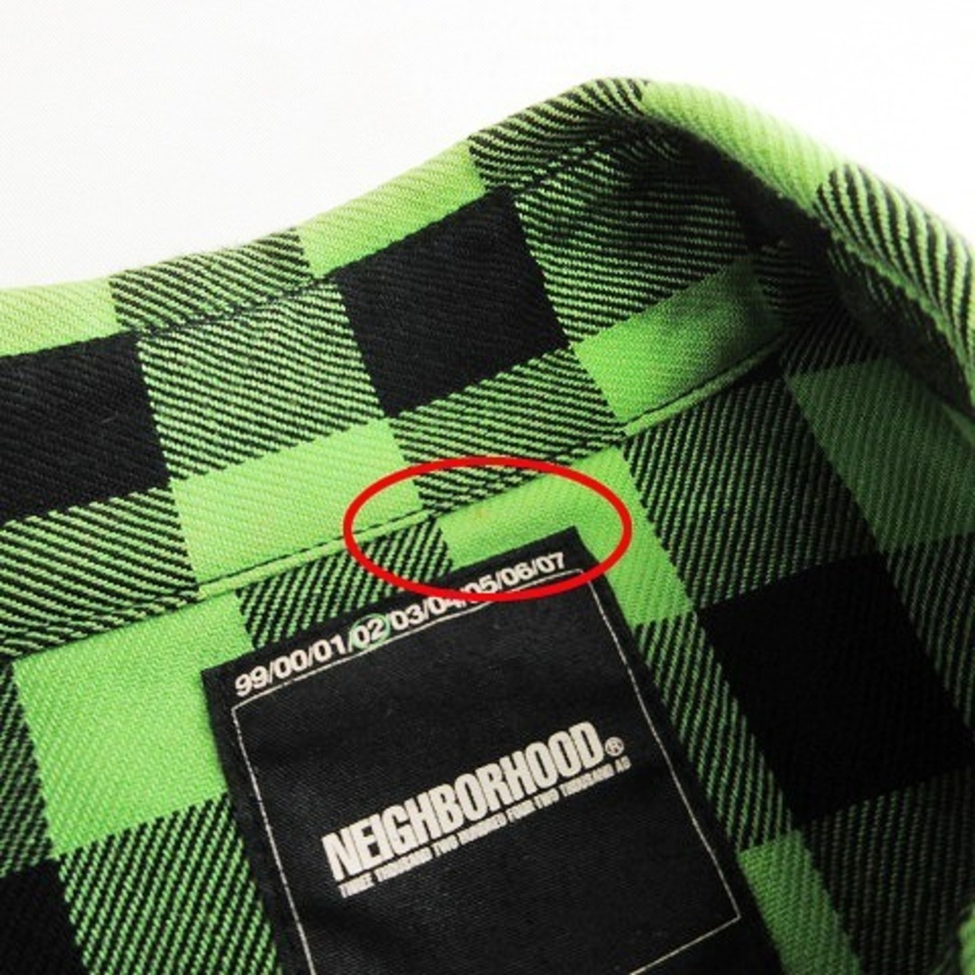 NEIGHBORHOOD(ネイバーフッド)のネイバーフッド ネルシャツ 長袖 ブロック チェック プリント 緑 S ■SM1 メンズのトップス(シャツ)の商品写真