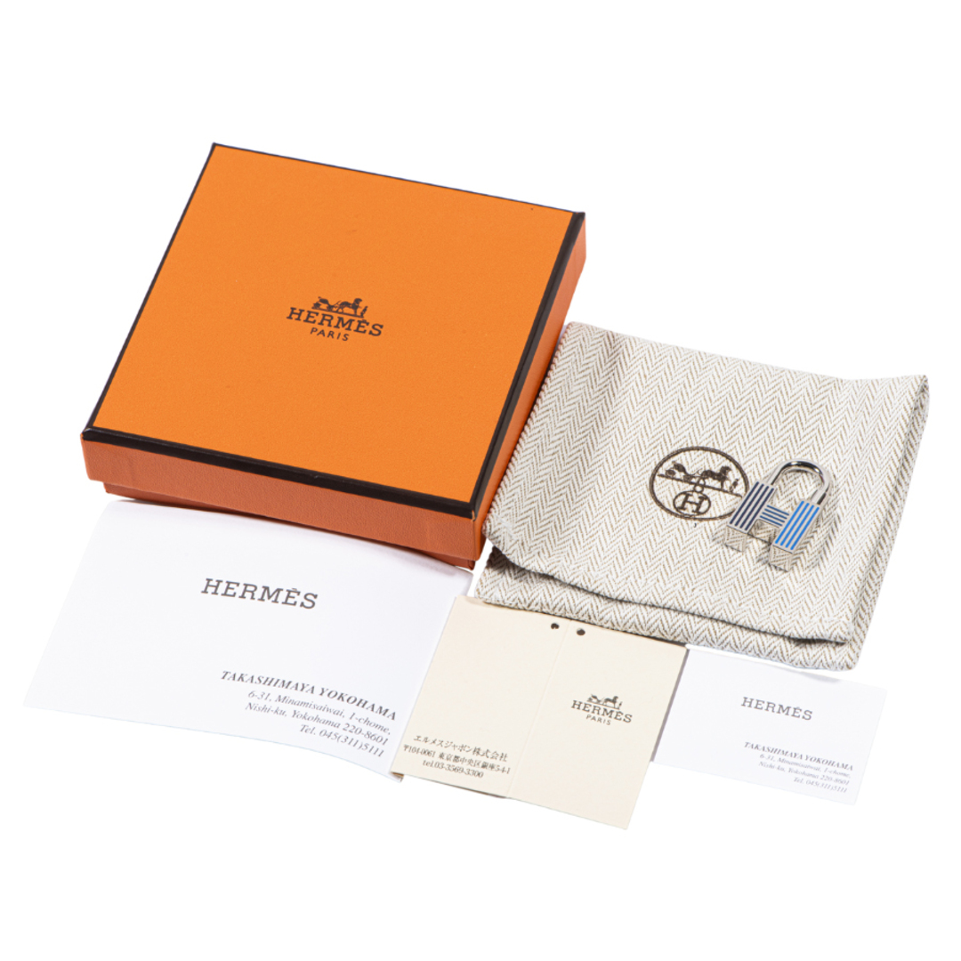 Hermes(エルメス)のHERMES エルメス Cadenas Quizz Rainbow カデナ クイズ レインボー H077309FP01 キーリング キーホルダー シルバー ブルー【中古】 レディースのファッション小物(キーホルダー)の商品写真