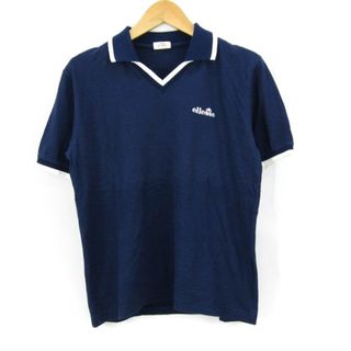 エレッセ(ellesse)のエレッセ 半袖ポロシャツ キーネック ゴルフウエア コットン レディース Lサイズ ネイビー ellesse(ポロシャツ)