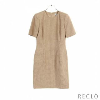 フォクシーブティック(FOXEY BOUTIQUE)の ワンピース 半袖 千鳥格子 シルク ウール ライトブラウン ブラウン(ひざ丈ワンピース)