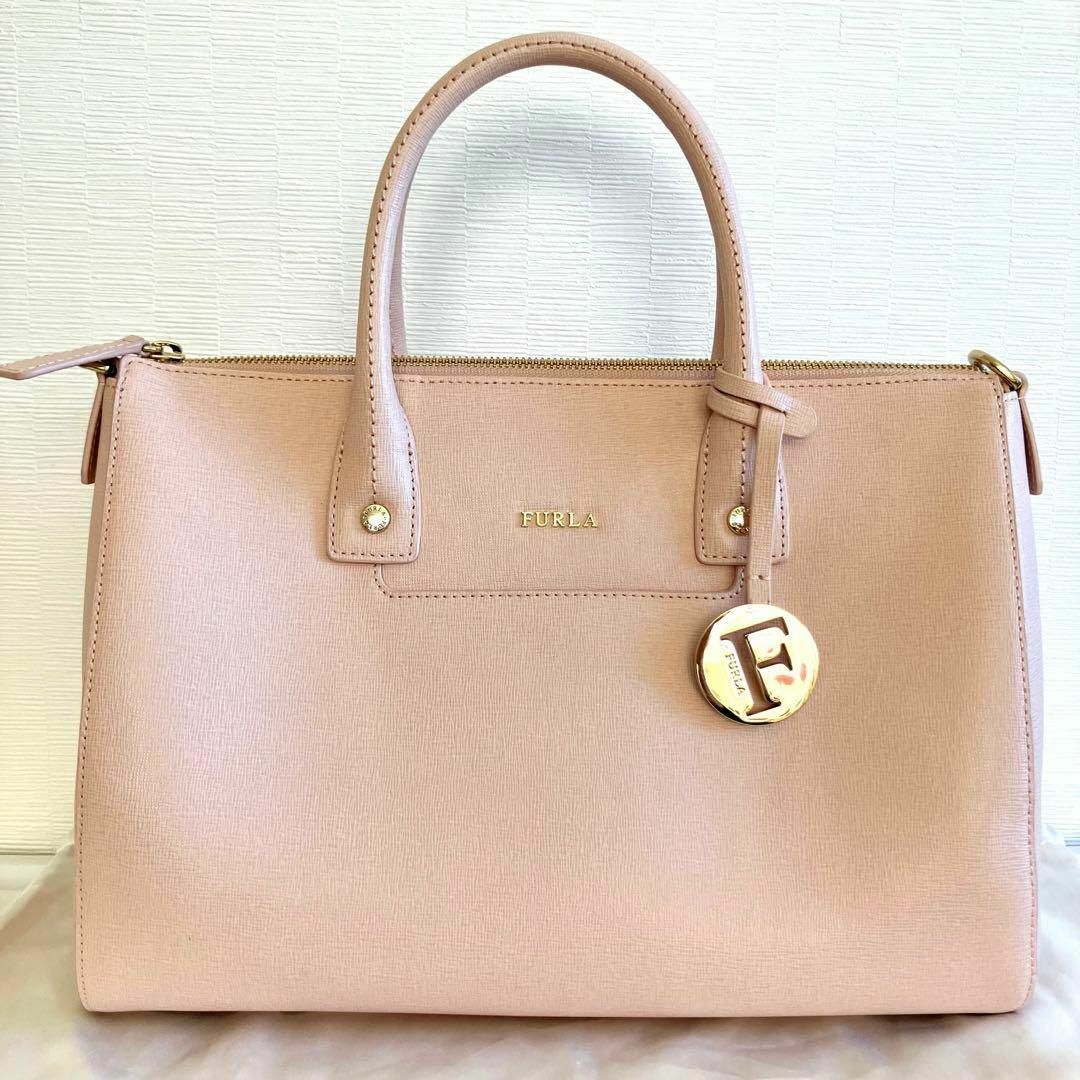 美品◎FURLA 2wayリンダショルダーバッグ パステルピンクハンドバッグ