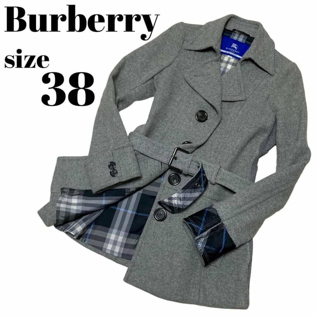 BURBERRY BLUE LABEL(バーバリーブルーレーベル)の高級★BURBERRY BLUE LABEL ロングコート Aライン アンゴラ昆 レディースのジャケット/アウター(ロングコート)の商品写真