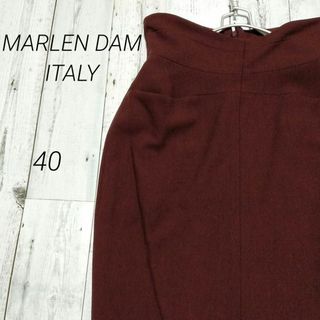 【MARLEN DAM】美品 レディース ひざ丈 スカート L ワインレッド(ひざ丈スカート)