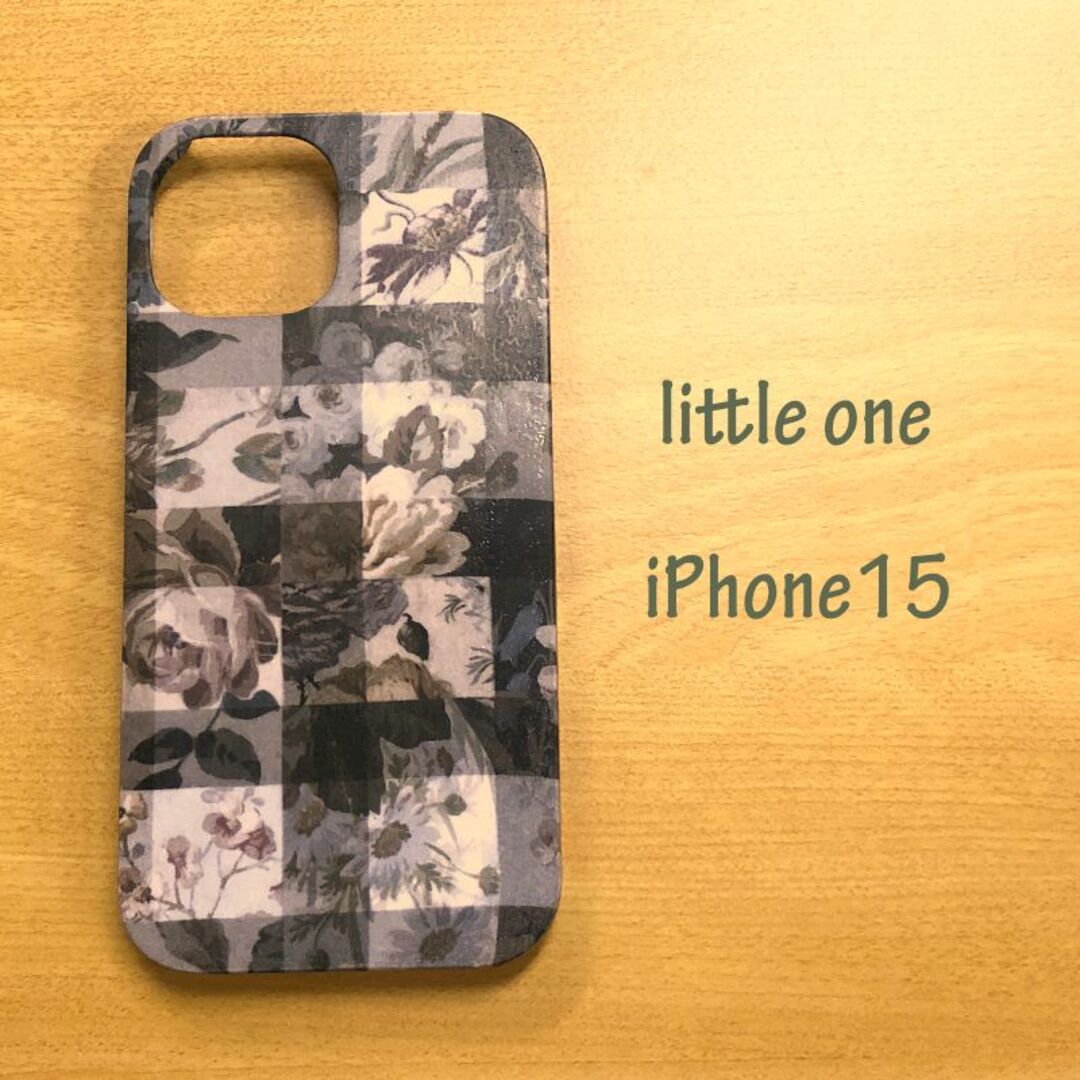 LIBERTY.(リバティ)の【リバティ生地】アーカイブギンガムグレーベージュ  iPhone15 ハンドメイドのスマホケース/アクセサリー(スマホケース)の商品写真