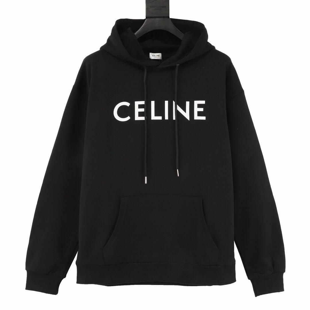 celine - CELINE セリーヌ ロゴ パーカー ブラックＬサイズの通販 by ...