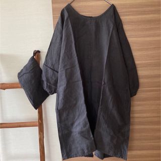 ムジルシリョウヒン(MUJI (無印良品))の無印良品　麻100%   割烹着　巾着付き(収納/キッチン雑貨)