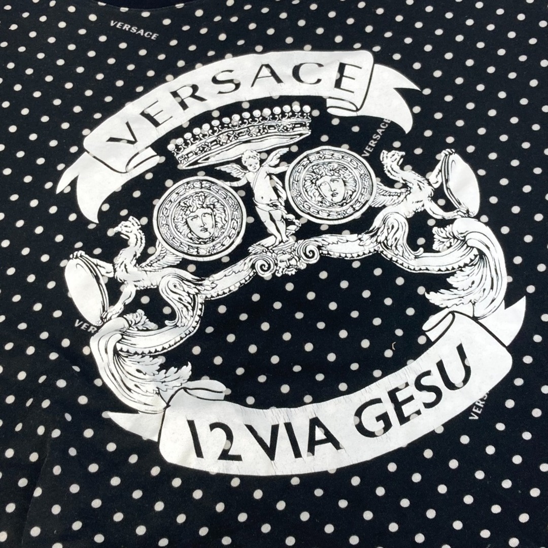 ヴェルサーチ VERSACE ドット柄 水玉 ロゴ メデューサ トップス アパレル  半袖Ｔシャツ コットン ブラック